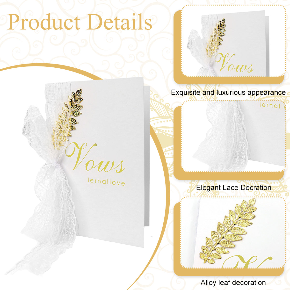 PATPAT Greeting Card for Love, 2Pcs Gold Foil Elegant Wedding Vow Cards with 2Pcs Key Pens, Love Cards Best Wishes Card For Weddings And More Note Card Congratulations Card Keepsake for Brides Grooms PATPAT Greeting Card for Love, 2Pcs Gold Foil Elegant Wedding Vow Cards with 2Pcs Key Pens, Love Cards Best Wishes Card For Weddings And More Note Card Congratulations Card Keepsake for Brides Grooms